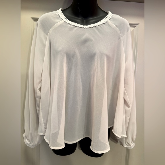 FREE PEOPLE White Sky High Sheer Open Back Top Blouse M - Picture 11 of 15